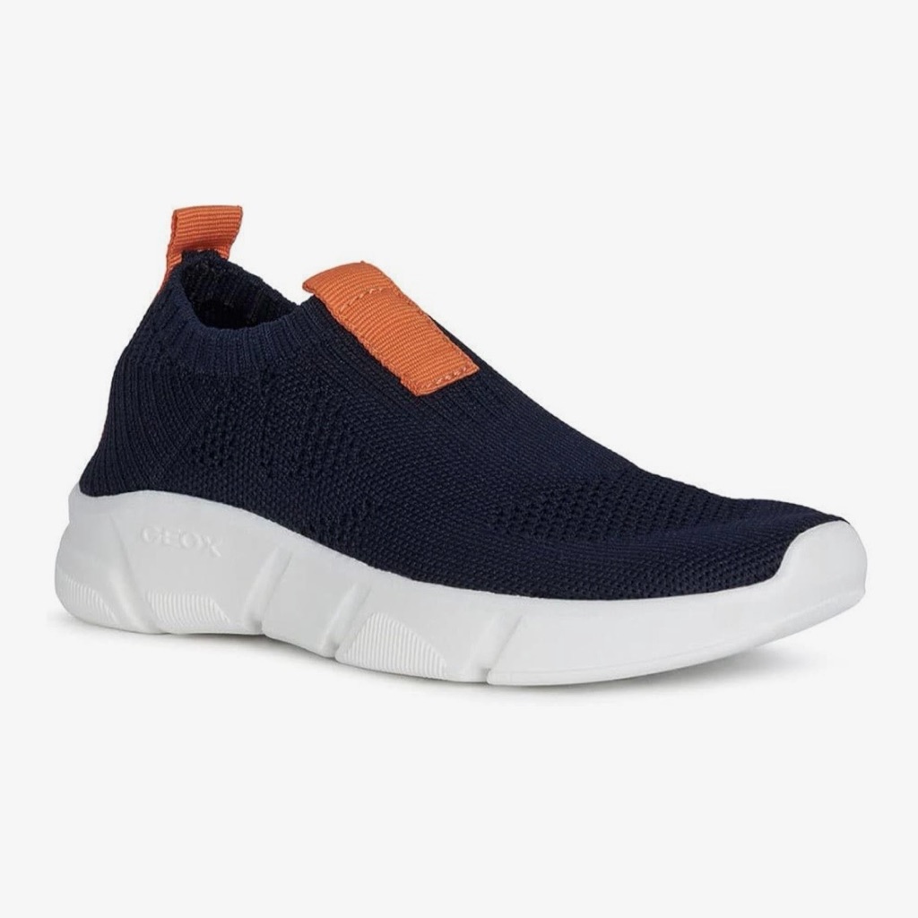 Geox Boys Navy And Orange Slip-On Sneakers